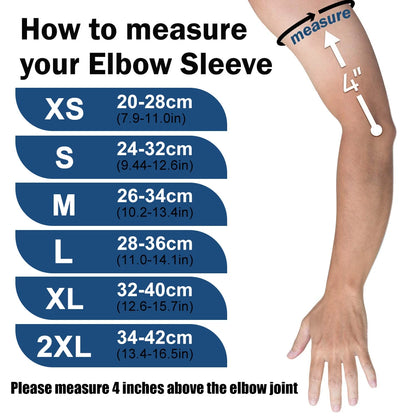 Basketball arm sleeve with compression and elbow protection - size chart