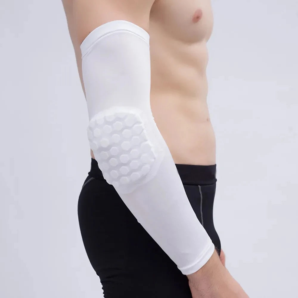 Football player wearing protective arm sleeve