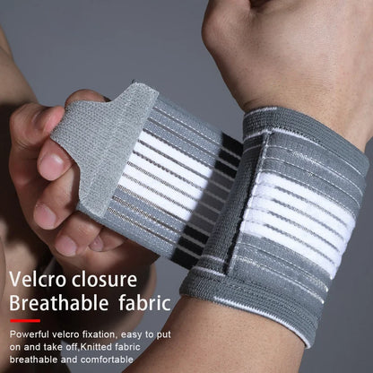 Compression wrist band worn during weightlifting exercise