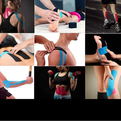 Elastic kinesiology tape adhesive detail for secure application