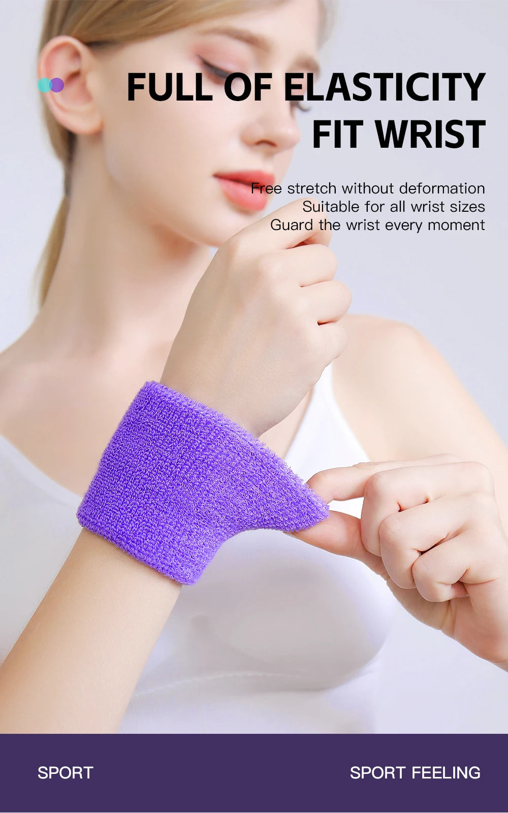 Fitness wrist sweatband pair - black color variant