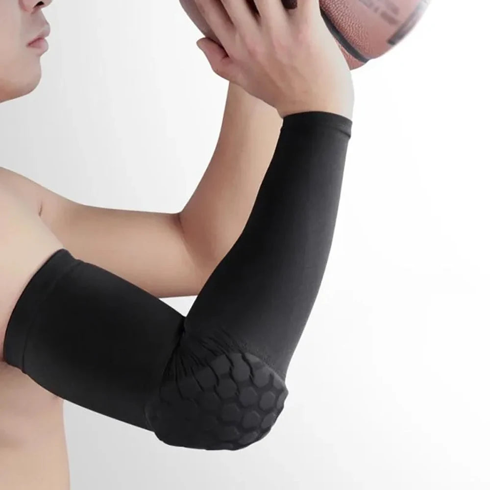 Four-way stretch compression sleeve with elbow pad
