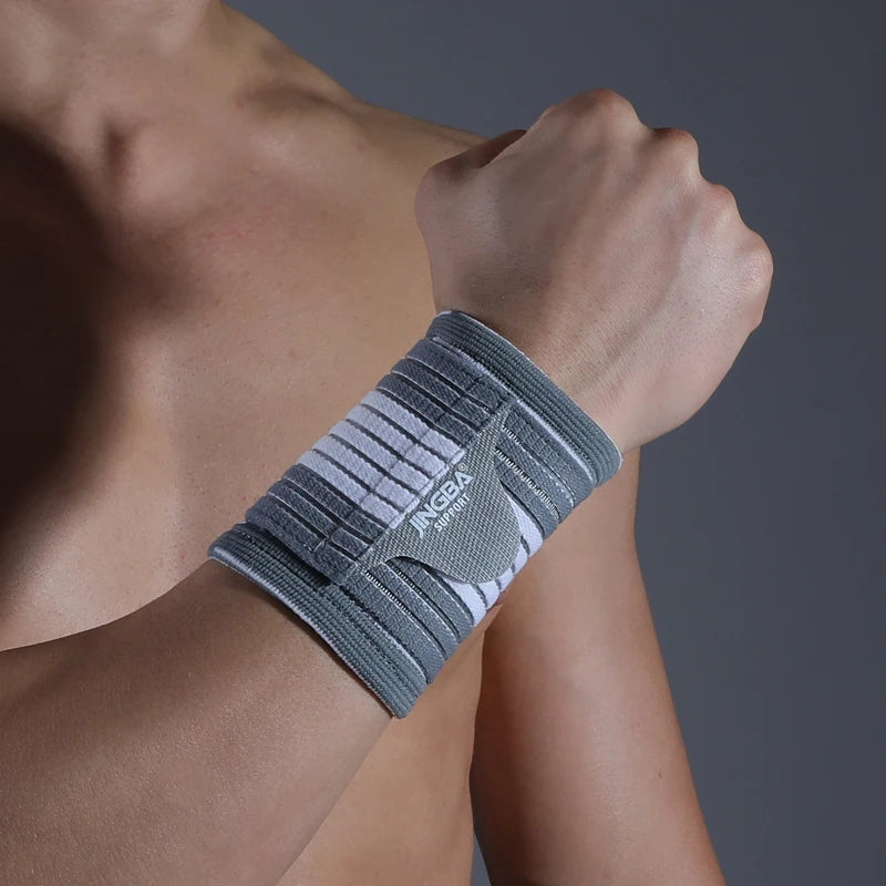 Wrist support band size guide and color options available