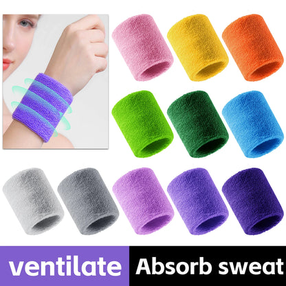 Double-layer wrist sweatband pair in white - front view