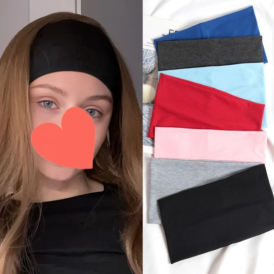Wide cotton sweatband headband comfort pack - front view